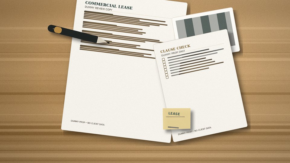 A staged commercial lease document arrangement used as general review context.